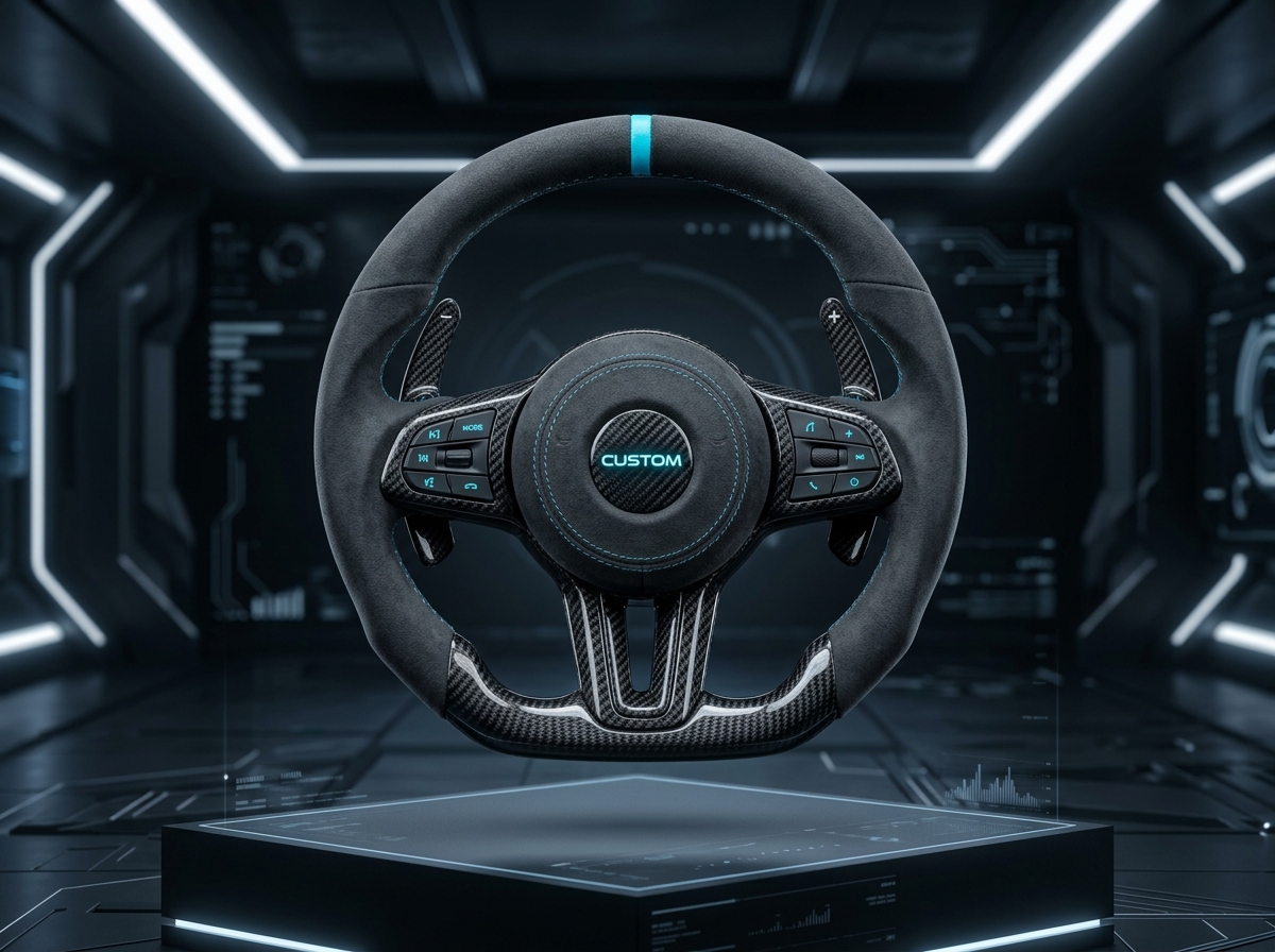 CarNova07 Alcantara Carbon Steering Wheel Wrap